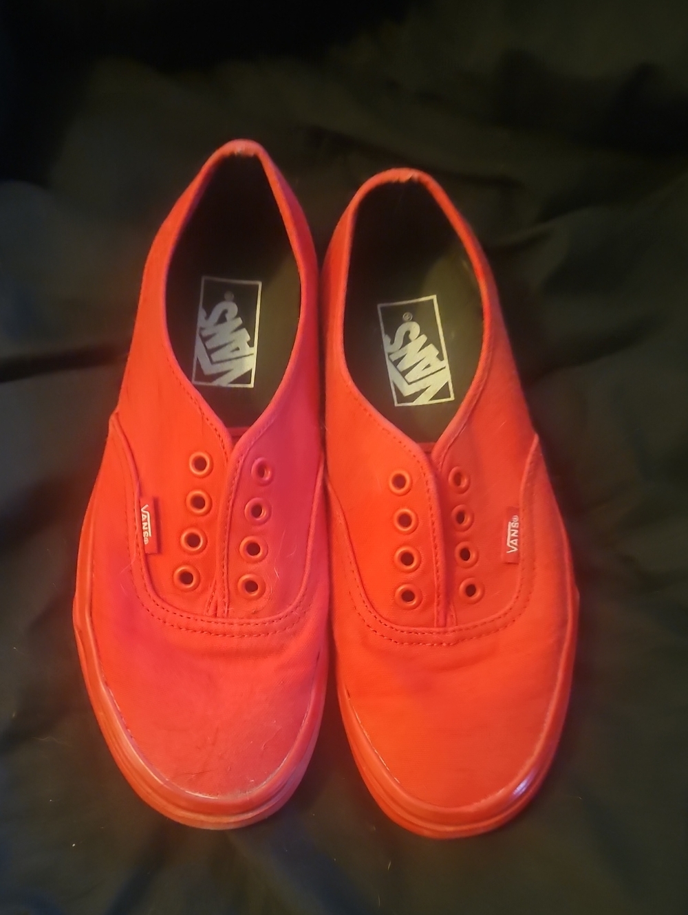 Vans Red Slip-On Canvas Loafers